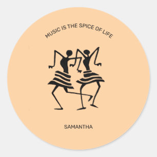 Sticker Rond Motivationnel, Silhouette Célébration Danseurs