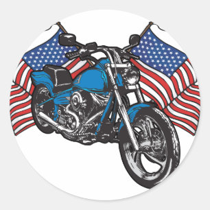 Sticker Rond Moto américaine de motard
