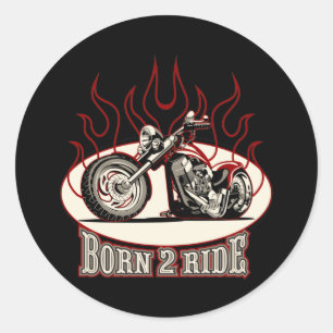 Sticker Rond Moto caricature