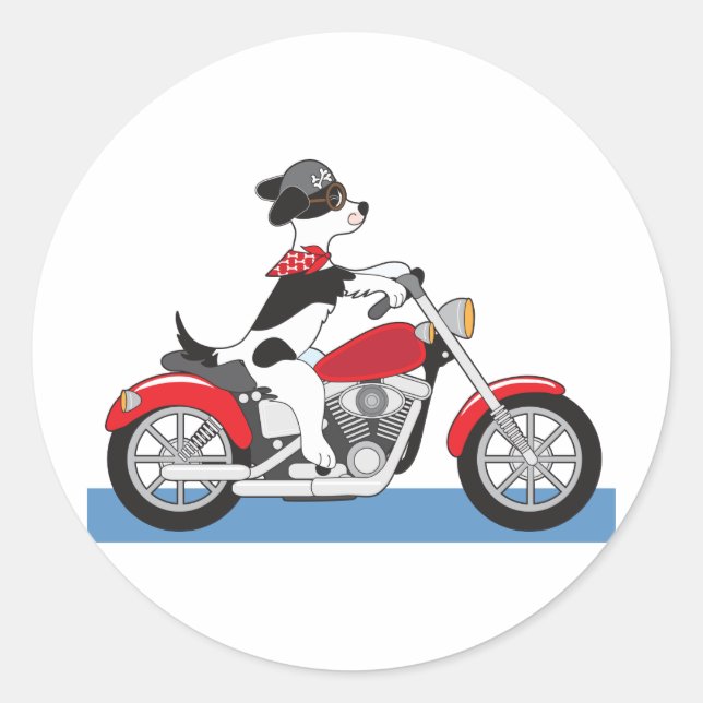 Sticker Rond Moto-chien (Devant)
