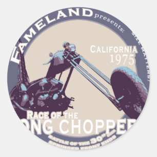 Sticker Rond Moto CHOPPER Vintage extrêmement long