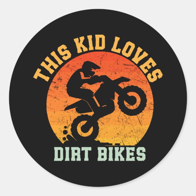 Sticker Rond Moto cross enfant drôle (Devant)