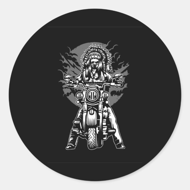 Sticker Rond Moto en chef indien (Devant)