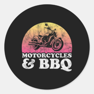 Sticker Rond Moto Et Byrbecue Motos Et Barbecue