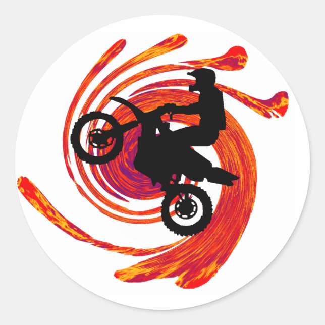 Sticker Rond Moto Fire Tracks (Devant)