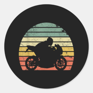 Sticker Rond Moto Lover Vintage Retro