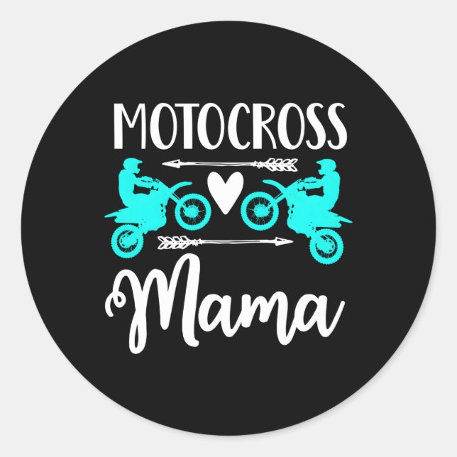 Sticker Rond Moto Mom Dirt Bike Motocross Mother Racing Atv (Devant)