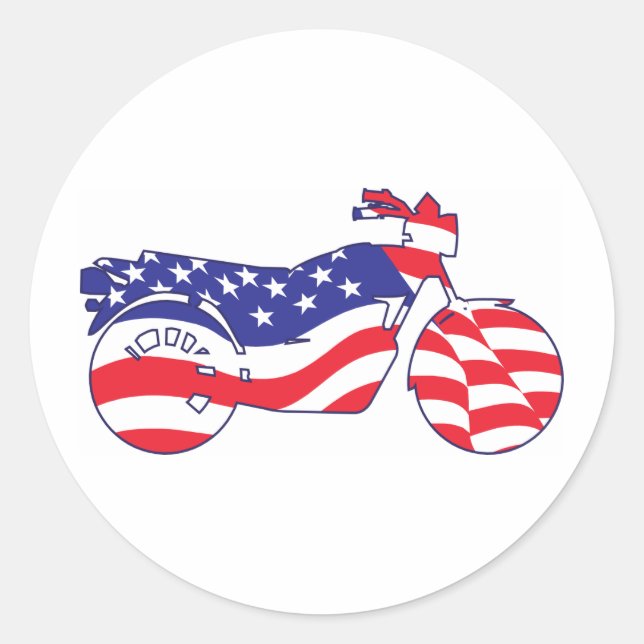 Sticker Rond Moto patriotique (Devant)