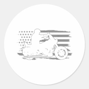 Sticker Rond Moto Patriotique Vintage American Flag Biker