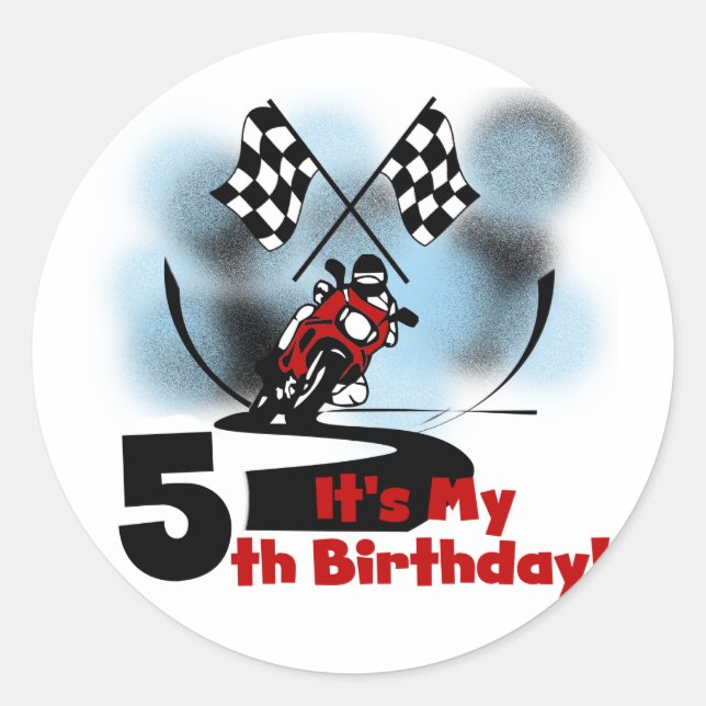 Sticker Rond Moto Racing 5e anniversaire (Devant)