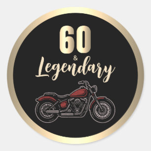 Sticker Rond Moto Vintage 60 ans Anniversaire Vélo 