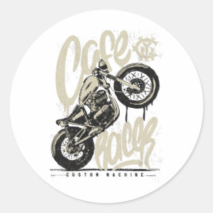 Sticker Rond Moto vintage Cafe racer
