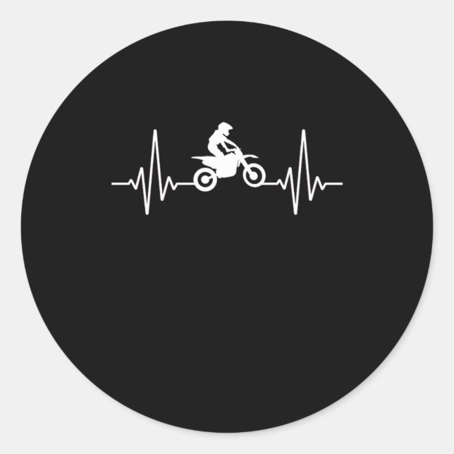 Sticker Rond Motocross Heartbeat Motorcycle Dirt Bike Biker Gif (Devant)