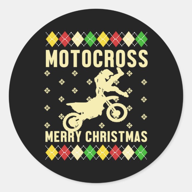 Sticker Rond Motocross Joyeux Noël Vilain Noël Vilain Moto Gif (Devant)