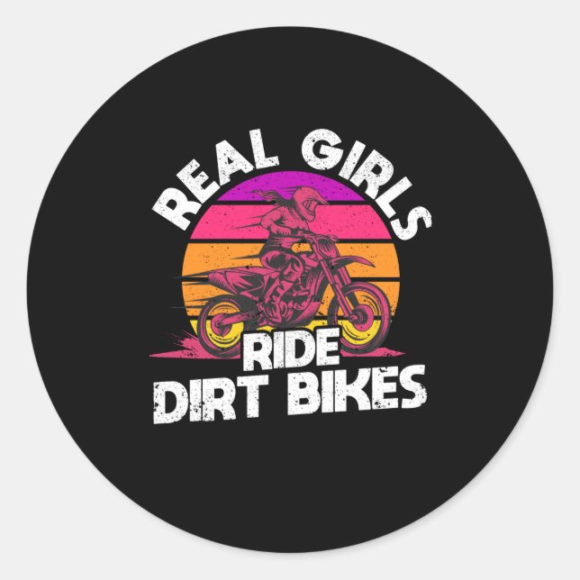 Sticker Rond Motocross Lovers Racing Bikers Real Girls Ride (Devant)