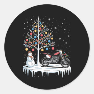 Sticker Rond Motocross Moto Dirt Bike Noël Bonhomme de Neige Sa