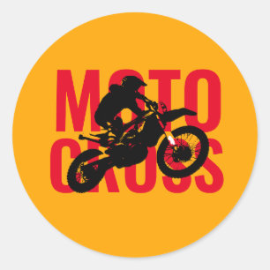 Sticker Rond Motocross Motorcycle Sport Pop Art