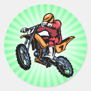 Sticker Rond Motocross vert néon