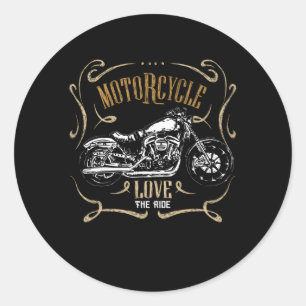 Sticker Rond Motocyclette Vintage Motorcycle Lover Biker