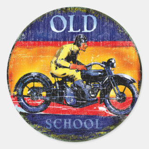 Sticker Rond Motocyclettes vintages Old School