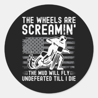 Sticker Rond Motocyclisme sur piste plate Us