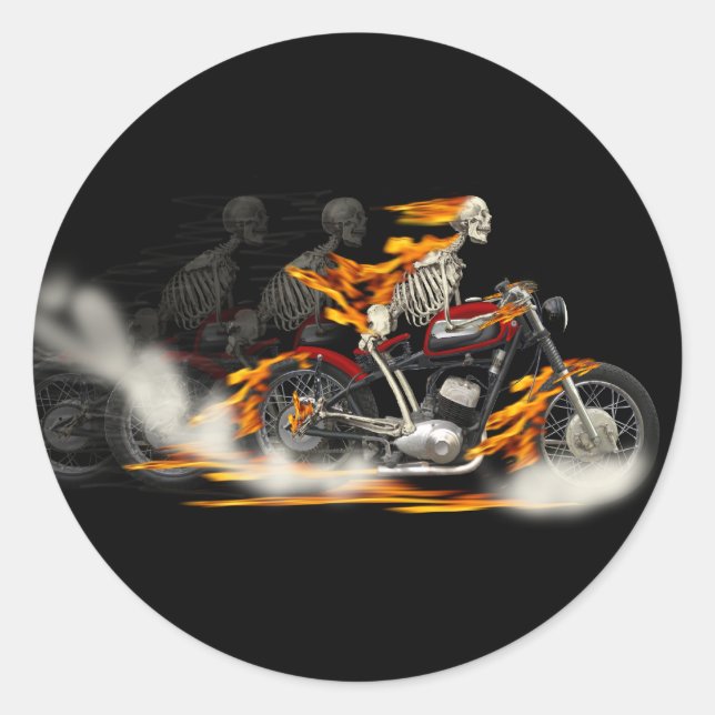 Sticker Rond Motocyclistes en métal mort Brûlage en caoutchouc (Devant)
