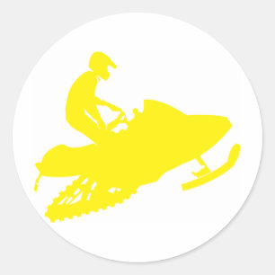 Sticker Rond Motoneige/Motoneige jaune