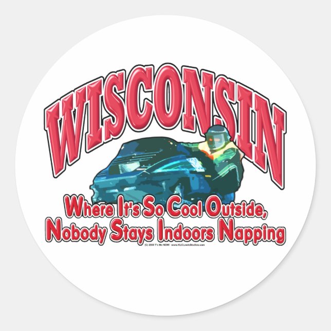 Sticker Rond Motoneige Wisconsin (Devant)