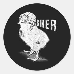 Sticker Rond Motorcycle Chick biker Les Poussins Lover vélo vél