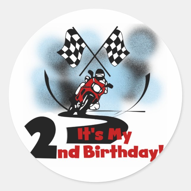 Sticker Rond Motorcycle Racing 2e Anniversaire Tshirts et cadea (Devant)