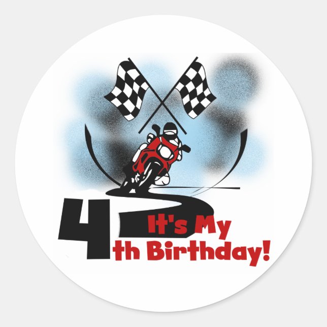 Sticker Rond Motorcycle Racing 4e Anniversaire Tshirts (Devant)