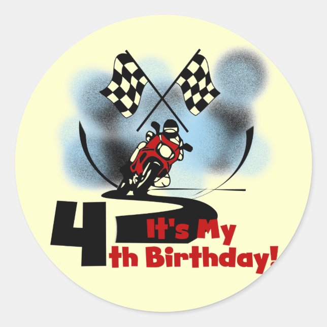 Sticker Rond Motorcycle Racing 4e Anniversaire Tshirts (Devant)
