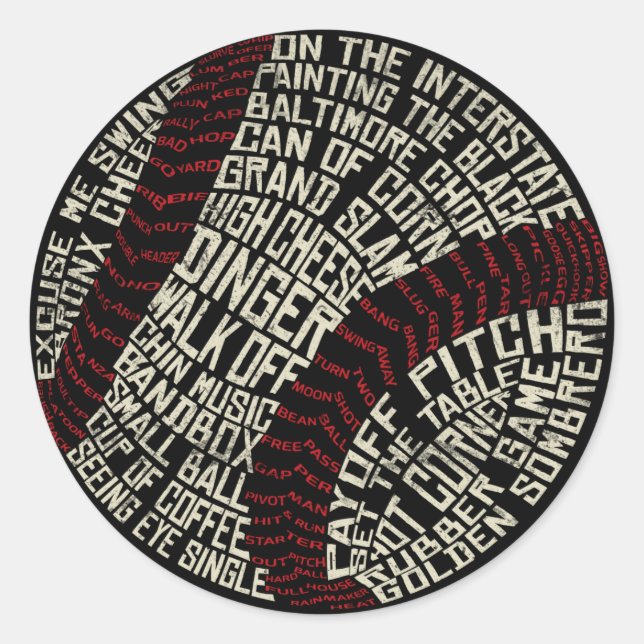 Sticker Rond Mots de baseball slan Word Art (Devant)
