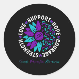 Sticker Rond Mots Motivateurs Tournesol Prévention du suicide A