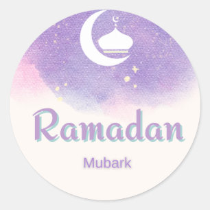 Sticker Rond Moubarak pourpre du Ramadan