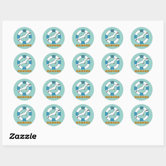 Sticker Rond Mouette et anneau de natation bleu clair (Feuille)