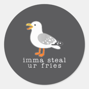 Sticker Rond Mouette, je vais te voler tes frites
