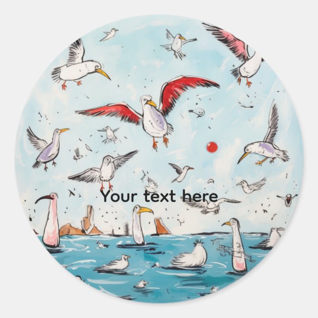Sticker Rond Mouette, oiseau, oiseaux volants  (Devant)