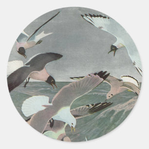Sticker Rond Mouettes au-dessus des vagues de l'océan par Louis