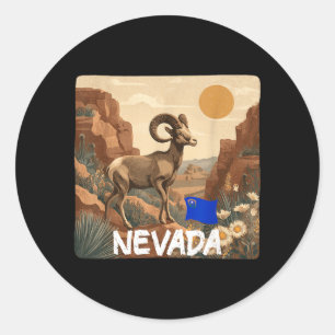 Sticker Rond Mouflon magnifique en costume de couleurs du Nevad