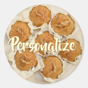 Sticker Rond Moule à muffins de muffins gastronomiques dans du 