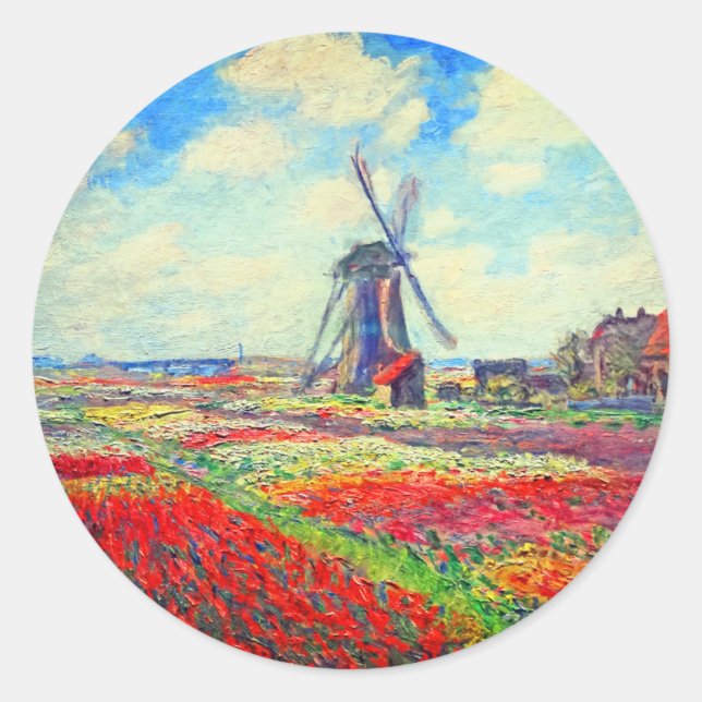 Sticker Rond Moulin à vin Monet Tulips (Devant)