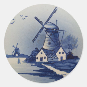 Sticker Rond Moulin blanc blanc blanc vintage