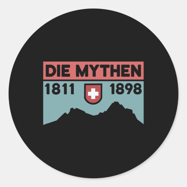 Sticker Rond Mount Grosser Mythen Hike Mountain Biking Swiss Hi (Devant)