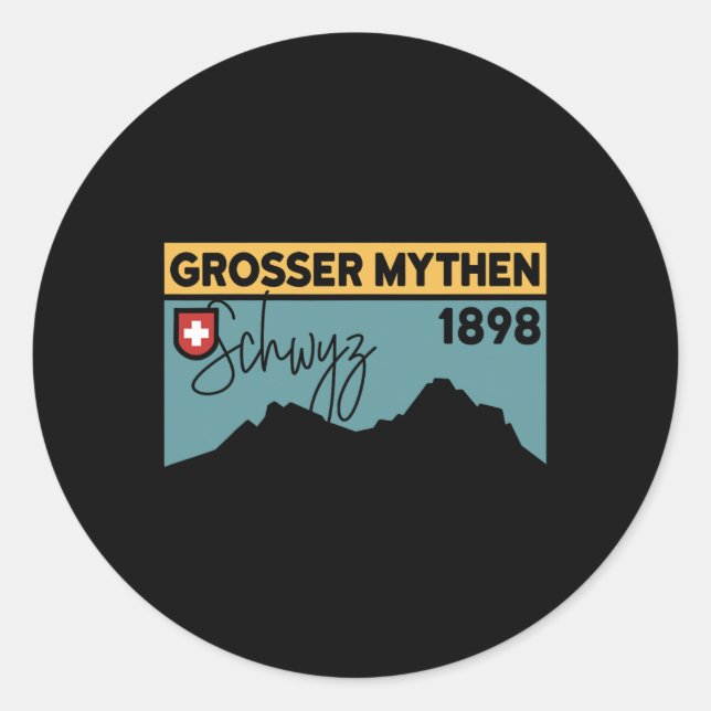 Sticker Rond Mount Grosser Mythen Hike Mountain Biking Swiss Hi (Devant)