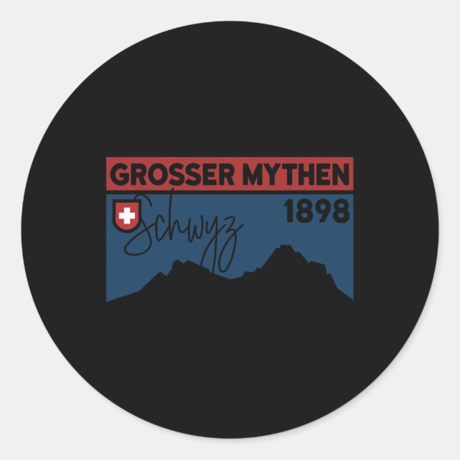 Sticker Rond Mount Grosser Mythen Hike Mountain Biking Swiss Hi (Devant)