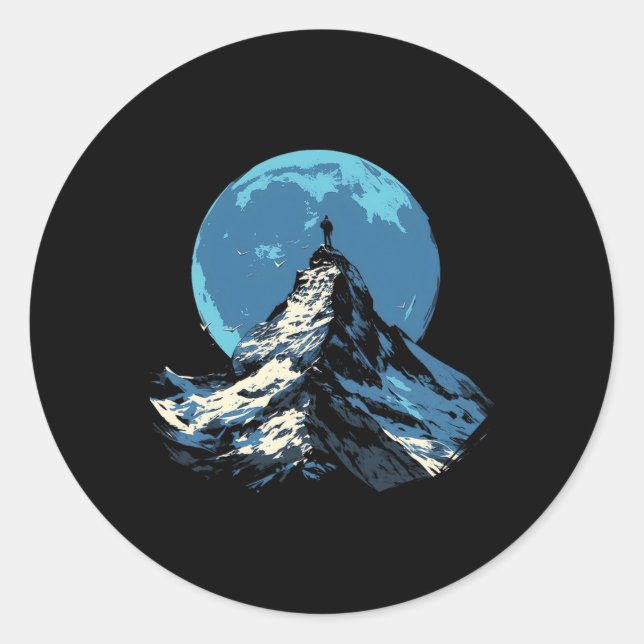 Sticker Rond Mountain Peak Adventure Design - Climbing And Hiki (Devant)