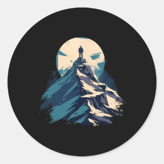 Sticker Rond Mountain Peak Explorer Design - Climbing And Natur
