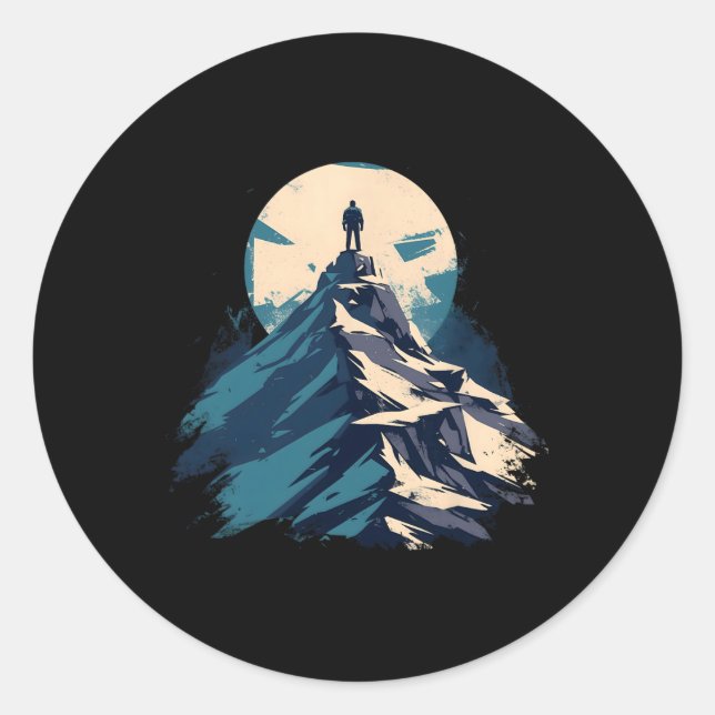 Sticker Rond Mountain Peak Explorer Design - Climbing And Natur (Devant)