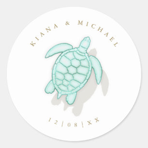Sticker Rond Mousse de mer Tortue de mariage ID837